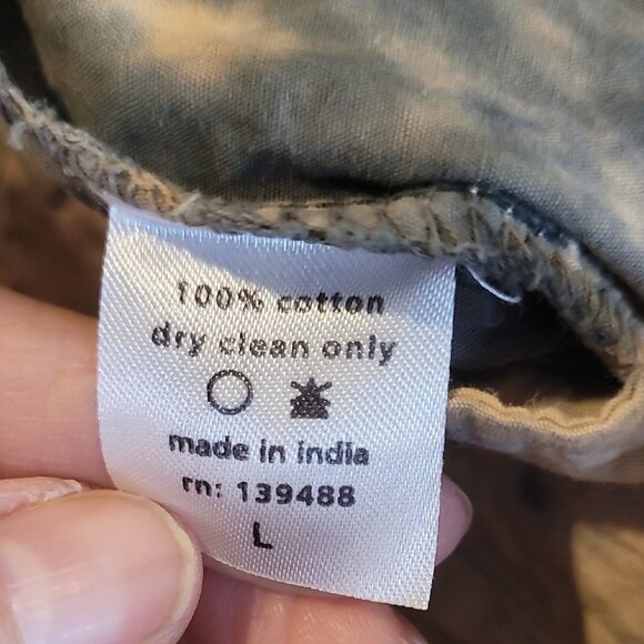 MNML Brown & Green Camo Cargo Pants L Relaxed Fit Straight Leg 100% Cotton Made - Picture 6 of 14